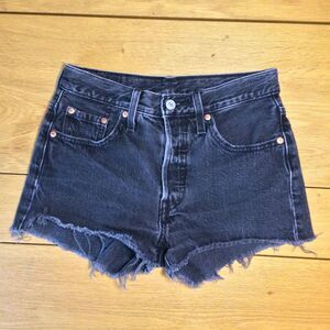 Levi’s 501 Jean shorts 24 button-fly faded black distressed